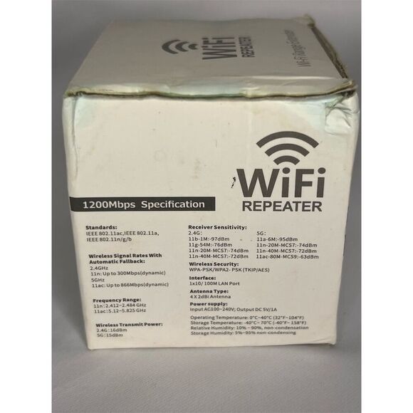 Dual-Band WiFi Range Extender 1200 Mbps Signal Booster Repeater White - Picture 4 of 5